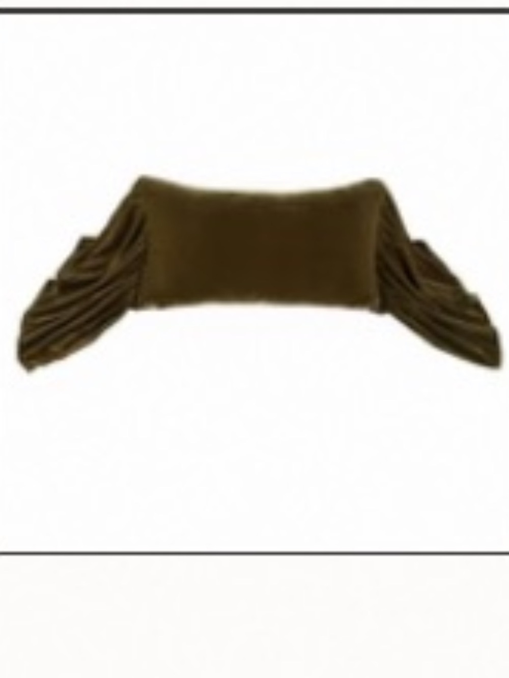 NWT HiEnd Accents STELLA FAUX SILK VELVET LONG RUFFLED PILLOW Olive